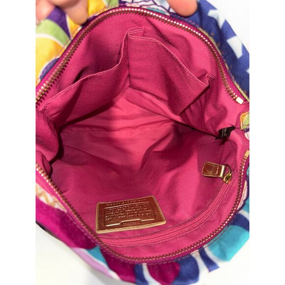 Coach Poppy Signature Canvas Leather Multicolor Shoulder / Crossbody Bag - Picture 10 of 15